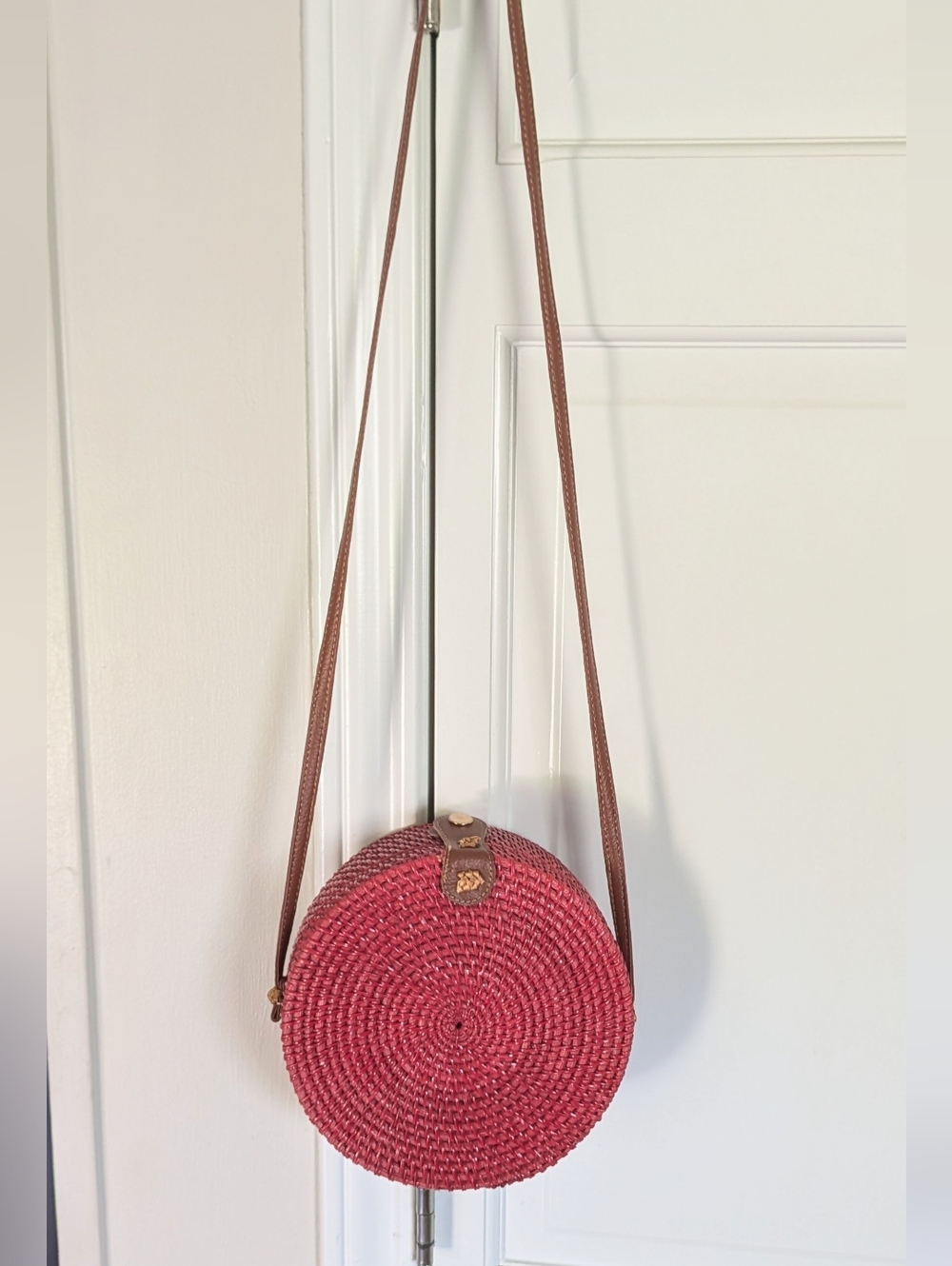 Handwoven Round Rattan Shoulder -Crossbody Bag